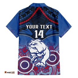 Personalised Bulldogs Football Hawaiian Shirt Doggies Aboriginal Mix Polynesian Pattern