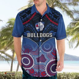 Personalised Bulldogs Football Hawaiian Shirt Doggies Aboriginal Mix Polynesian Pattern