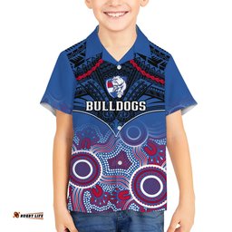 Personalised Bulldogs Football Hawaiian Shirt Doggies Aboriginal Mix Polynesian Pattern