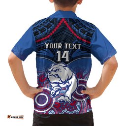Personalised Bulldogs Football Hawaiian Shirt Doggies Aboriginal Mix Polynesian Pattern