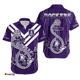 Dockers Football Hawaiian Shirt Fremantle Anchor Mix Aboriginal Pattern Dynamic Style
