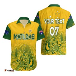Personalised Australia Soccer Indigenous Hawaiian Shirt Women World Cup Matildas Gradient Ver.