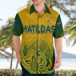 Personalised Australia Soccer Indigenous Hawaiian Shirt Women World Cup Matildas Gradient Ver.