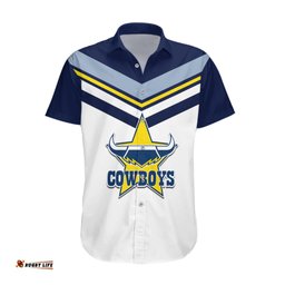 Custom Text And Number NRL Cowboys Hawaiian Shirt New Jersey White
