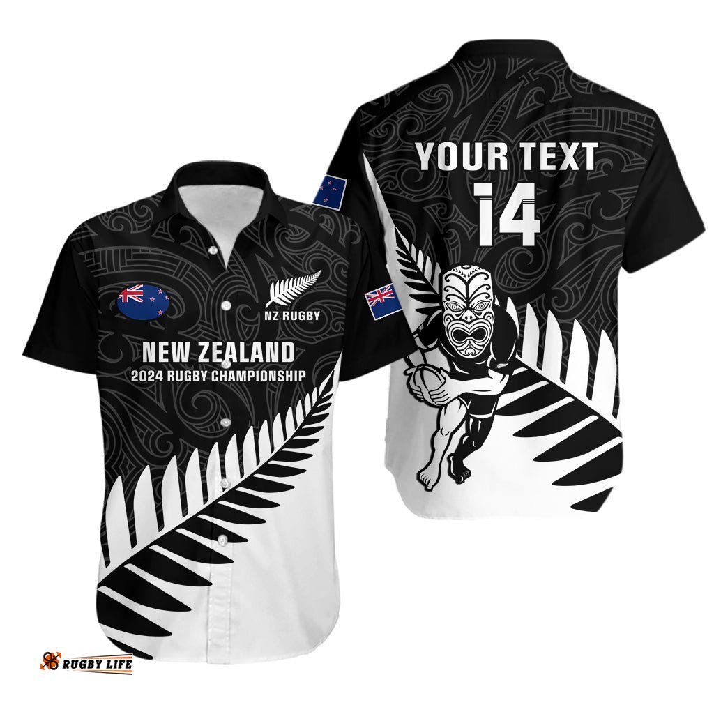 Personalised New Zealand Silver Fern Rugby Hawaiian Shirt All Black Go Champions Maori Pattern