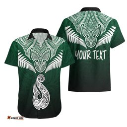 Personalised New Zealand Hawaiian Shirt Hei Matau Mix Silver Fern Basic