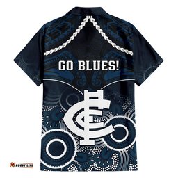 Carlton Football Hawaiian Shirt Blues Aboriginal Mix Polynesian Pattern