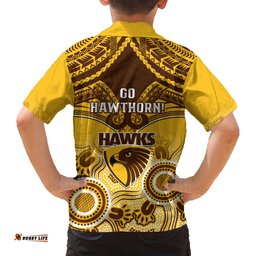 Hawthorn Football Hawaiian Shirt Hawks Aboriginal Mix Polynesian Pattern