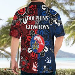 NRL Dolphins Combine Cowboys Rugby Hawaiian Shirt Indigenous Aboriginal Style