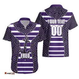 AFL Freo Hawaiian Shirt Mix Dot Aboriginal
