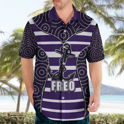 AFL Freo Hawaiian Shirt Mix Dot Aboriginal