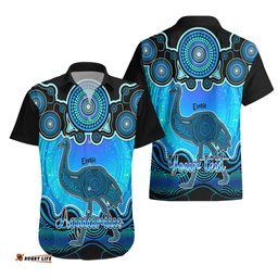 Personalised Australia Aquarius Emu Zodiac Hawaiian Shirt Auz Astrology Aboriginal Aqua