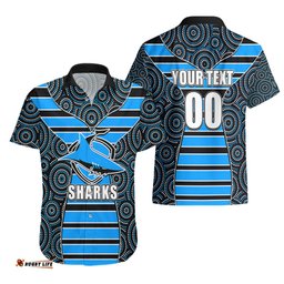 NRL Sharks Hawaiian Shirt Mix Dot Aboriginal