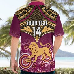 Personalised Brisbane Football Hawaiian Shirt Go Lions Aboriginal Mix Polynesian Pattern