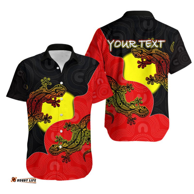 Custom Personalised Aboriginal Flag Mix Lizard Hawaiian Shirt