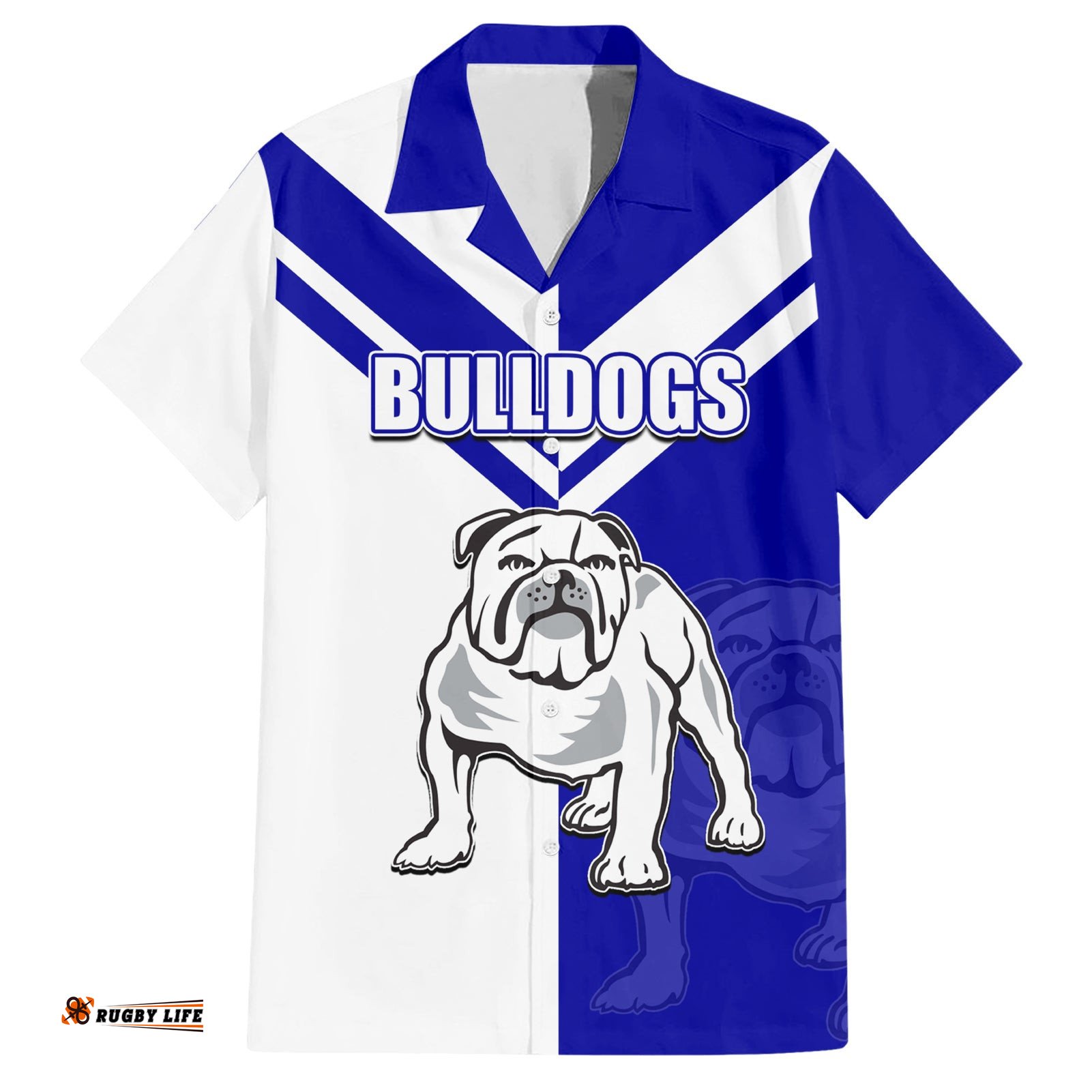 Custom Text And Number NRL Bulldogs Hawaiian Shirt Mix Jersey