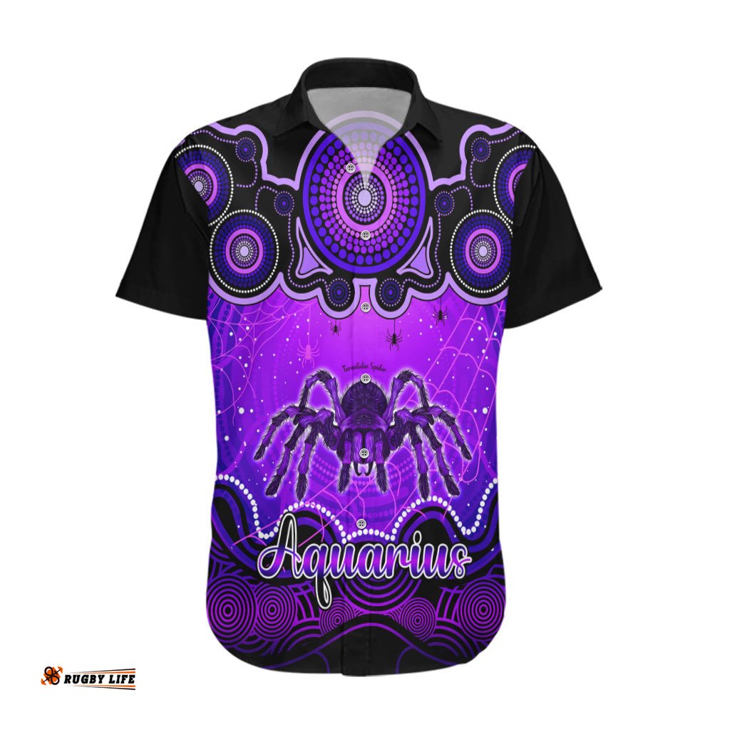 Personalised Australia Scorpio Tarantulas Spider Zodiac Hawaiian Shirt Auz Astrology Aboriginal Purple