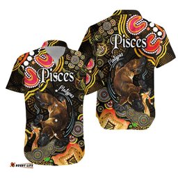 Australian Astrology Hawaiian Shirt Pisces Platypus Zodiac Aboriginal Vibes Gold