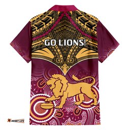 Brisbane Football Hawaiian Shirt Go Lions Aboriginal Mix Polynesian Pattern
