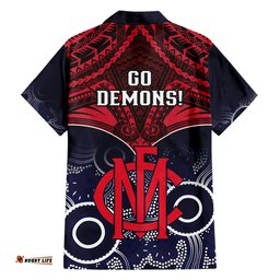 Melbourne Football Hawaiian Shirt Go Demons Aboriginal Mix Polynesian Pattern