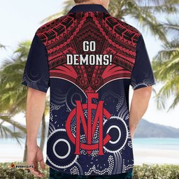 Melbourne Football Hawaiian Shirt Go Demons Aboriginal Mix Polynesian Pattern