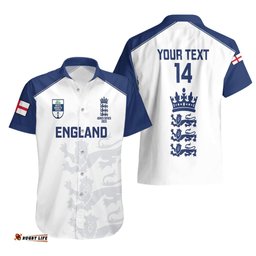 Personalised England Cricket Hawaiian Shirt Ashes Sporty Version