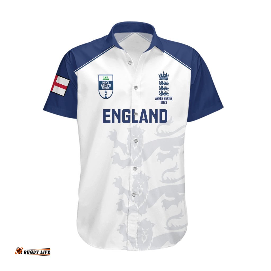 Personalised England Cricket Hawaiian Shirt Ashes Sporty Version