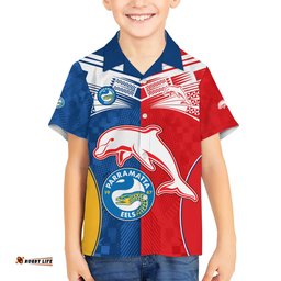 NRL Dolphins Combine Parra Eels Hawaiian Shirt Sporty Style