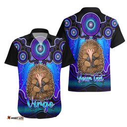 Personalised Australia Virgo Echidna Zodiac Hawaiian Shirt Auz Astrology Aboriginal Blue