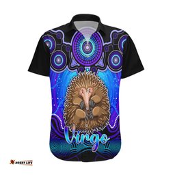Personalised Australia Virgo Echidna Zodiac Hawaiian Shirt Auz Astrology Aboriginal Blue
