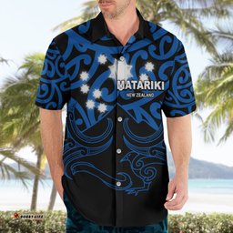 Matariki New Zealand Hawaiian Shirt Maori New Year Blue