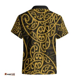 New Zealand Hawaiian Shirt Maori Pattern Gold