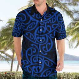 New Zealand Hawaiian Shirt Maori Pattern Blue
