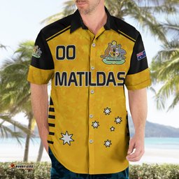 Custom Australia Soccer Hawaiian Shirt Matildas Socceroos Black Vibe