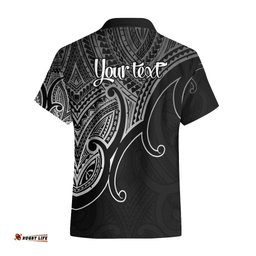 Custom Aotearoa Maori Koru Hawaiian Shirt Polynesian Pacific Tribal Black