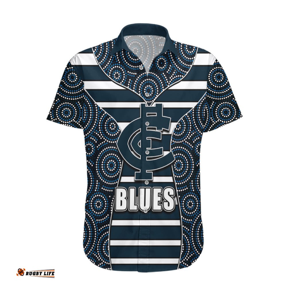 AFL Blues Hawaiian Shirt Mix Dot Aboriginal