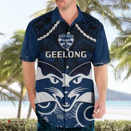 Geelong Football Hawaiian Shirt Go Cats Aboriginal Mix Polynesian Pattern