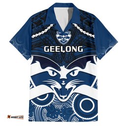 Geelong Football Hawaiian Shirt Go Cats Aboriginal Mix Polynesian Pattern