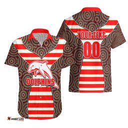 NRL Dolphins Hawaiian Shirt Mix Dot Aboriginal