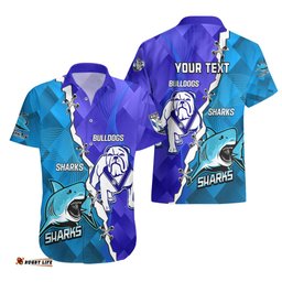 Perspnalised Sharks And Bulldogs Rugby Hawaiian Shirt Sporty Style