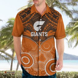 Personalised Giants Football Hawaiian Shirt GWS Aboriginal Mix Polynesian Pattern