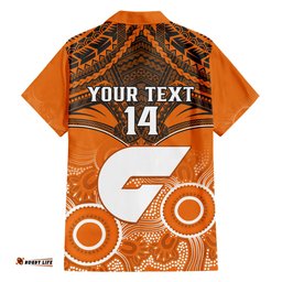 Personalised Giants Football Hawaiian Shirt GWS Aboriginal Mix Polynesian Pattern