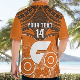 Personalised Giants Football Hawaiian Shirt GWS Aboriginal Mix Polynesian Pattern