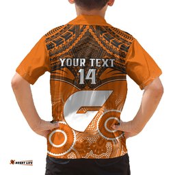 Personalised Giants Football Hawaiian Shirt GWS Aboriginal Mix Polynesian Pattern