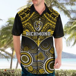 Richmond Football Hawaiian Shirt Tigers Aboriginal Mix Polynesian Pattern