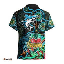 Sharks Rugby Aboriginal Art Hawaiian Shirt NAIDOC Indigenous Tribal