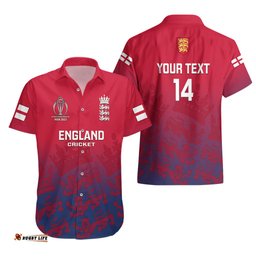 Personalised England Cricket Hawaiian Shirt Go Champions World Cup