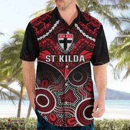 St Kilda Football Hawaiian Shirt Saints Aboriginal Mix Polynesian Pattern