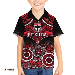 St Kilda Football Hawaiian Shirt Saints Aboriginal Mix Polynesian Pattern