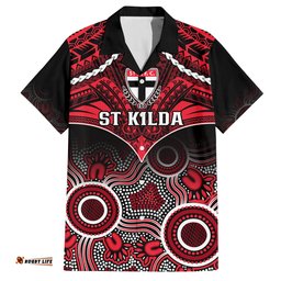 St Kilda Football Hawaiian Shirt Saints Aboriginal Mix Polynesian Pattern